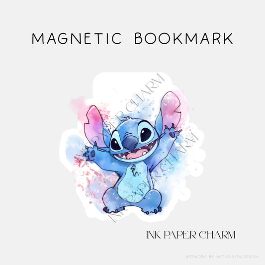 Stitch Magnetic Bookmark – Handmade Laminated Alien Gift