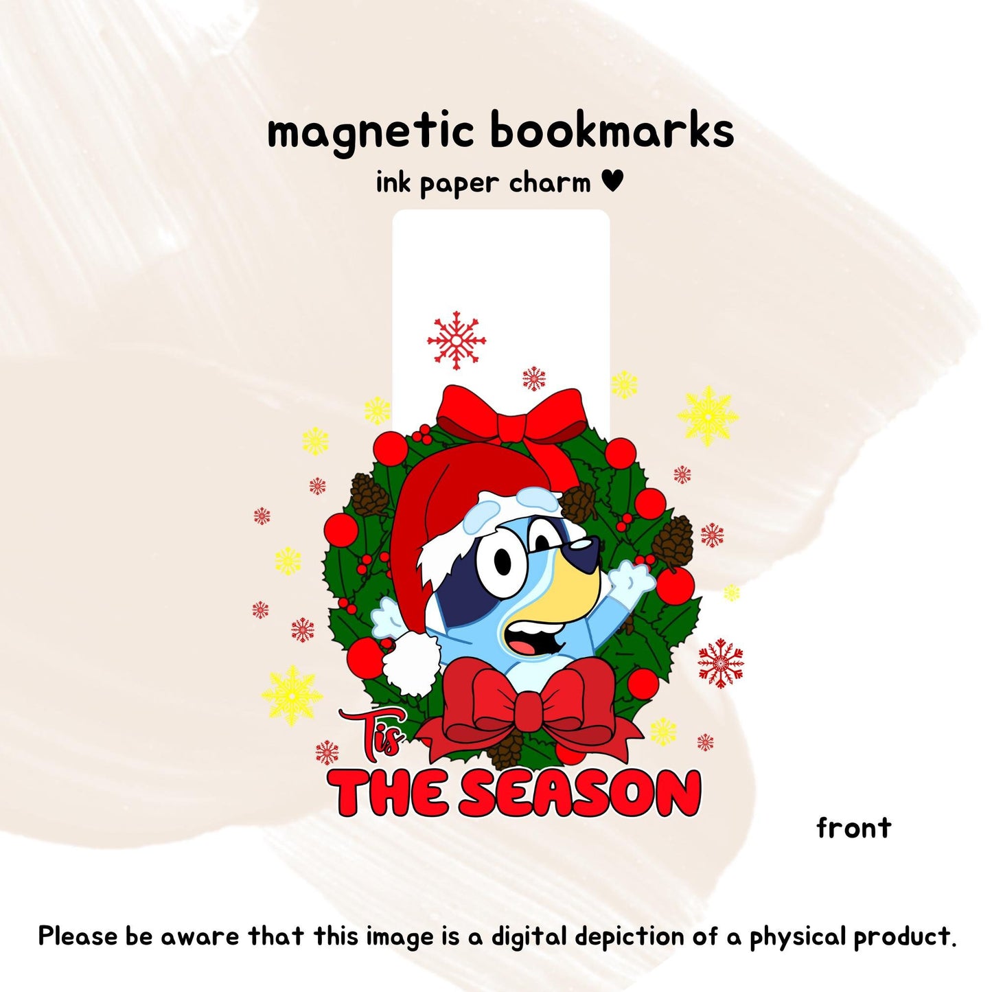 Christmas Bluey Magnetic Bookmark. Book Lover. Bookish Gift