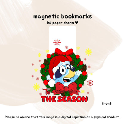 Christmas Bluey Magnetic Bookmark. Book Lover. Bookish Gift