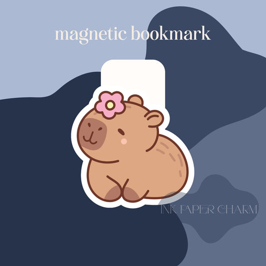 Kawaii Capybara Magnetic Bookmark: Bookish Gift