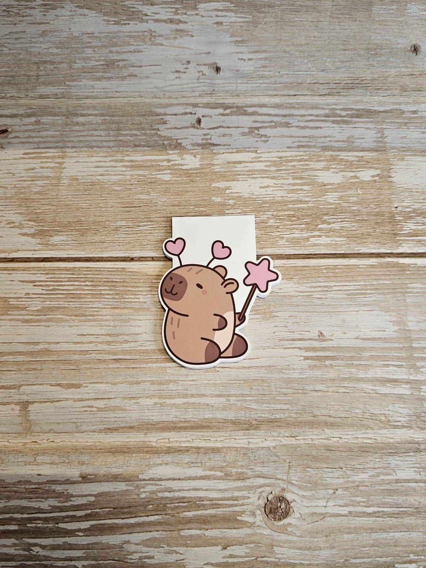 Kawaii Capybara Magnetic Bookmark – Pink Star Wand, Book Lover Gift