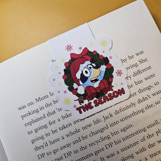 Christmas Bluey Magnetic Bookmark. Book Lover. Bookish Gift