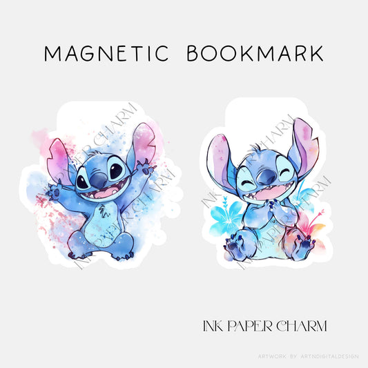 Stitch Magnetic Bookmark – Handmade Laminated Alien Gift