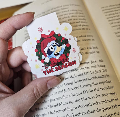 Christmas Bluey Magnetic Bookmark. Book Lover. Bookish Gift